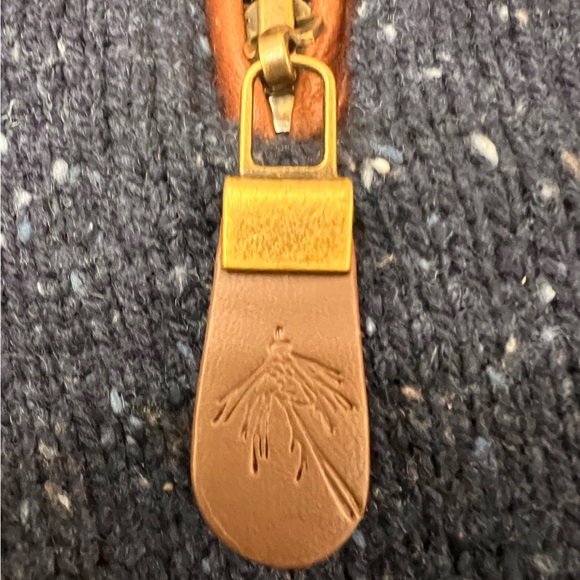 Orvis Sweater Navy Blue Speckled Knit Wool/Cashmere 1/4 Zip Pullover. Men Size M - Picture 5 of 7